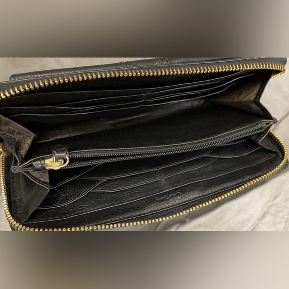 Cole Haan Hobo Bag Leather Braided Grommets Genevieve Denny Black Tan w/wallet - Picture 7 of 9